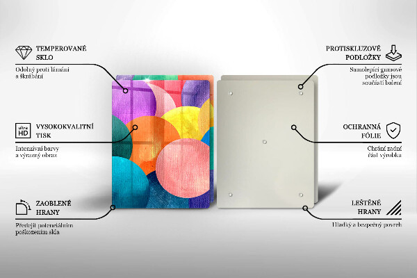 Skleněná krájecí deska Barevné kruhy