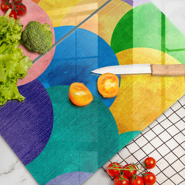 Skleněná krájecí deska Barevné kruhy