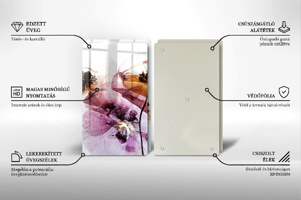 Skleněná krájecí deska Jemné květiny