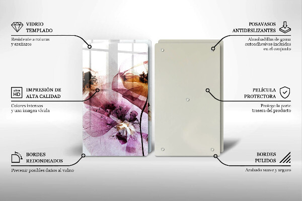 Skleněná krájecí deska Jemné květiny