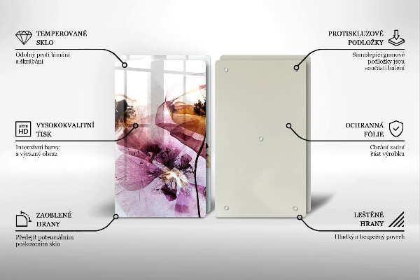 Skleněná krájecí deska Jemné květiny