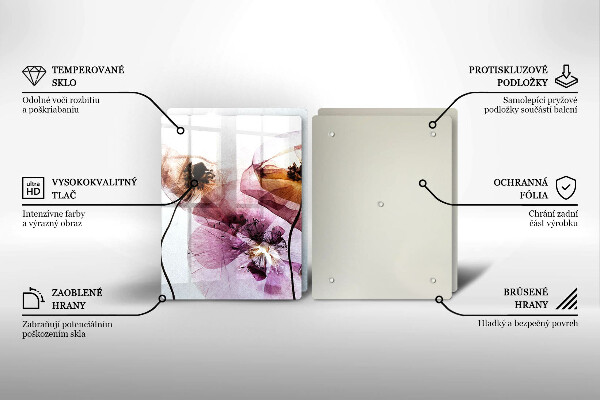 Skleněná krájecí deska Jemné květiny