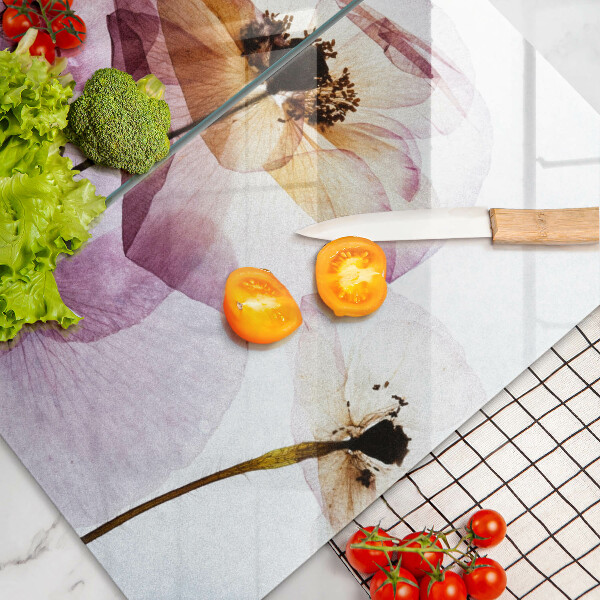 Skleněná krájecí deska Jemné květiny