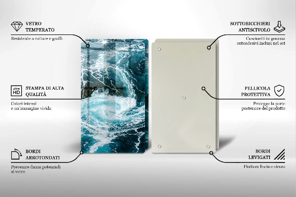 Skleněné krájecí prkénko Pěnivé vlny vody