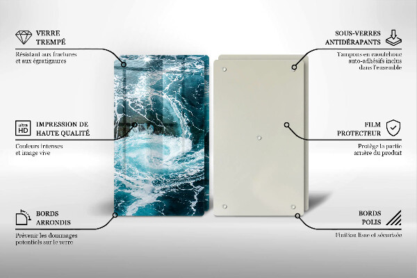 Skleněné krájecí prkénko Pěnivé vlny vody