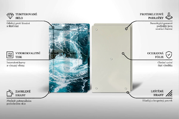 Skleněné krájecí prkénko Pěnivé vlny vody