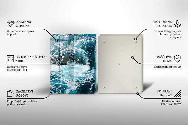 Skleněné krájecí prkénko Pěnivé vlny vody