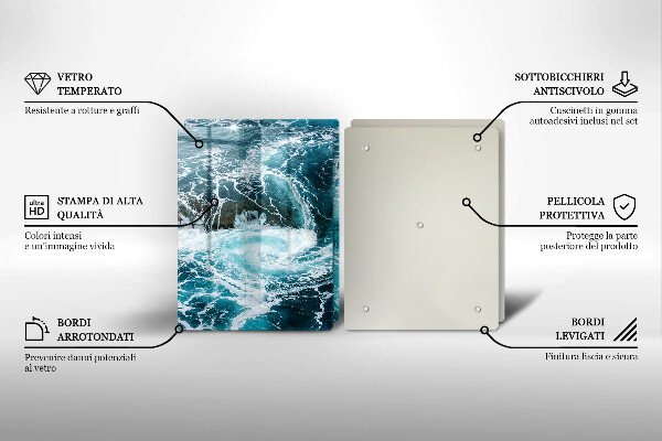 Skleněné krájecí prkénko Pěnivé vlny vody