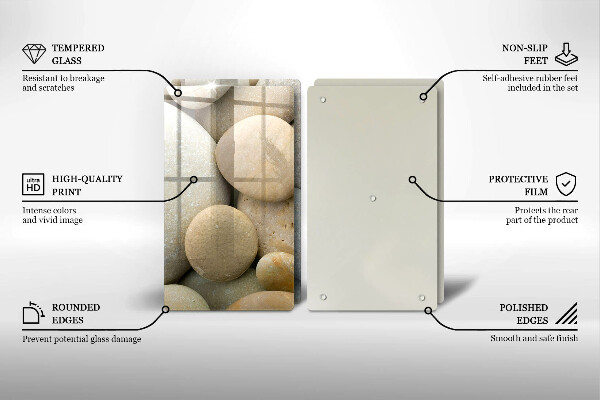 Skleněná krájecí deska Vzor oválných kamenů