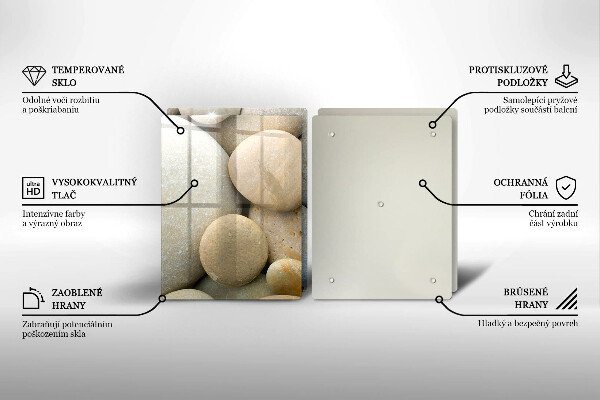 Skleněná krájecí deska Vzor oválných kamenů