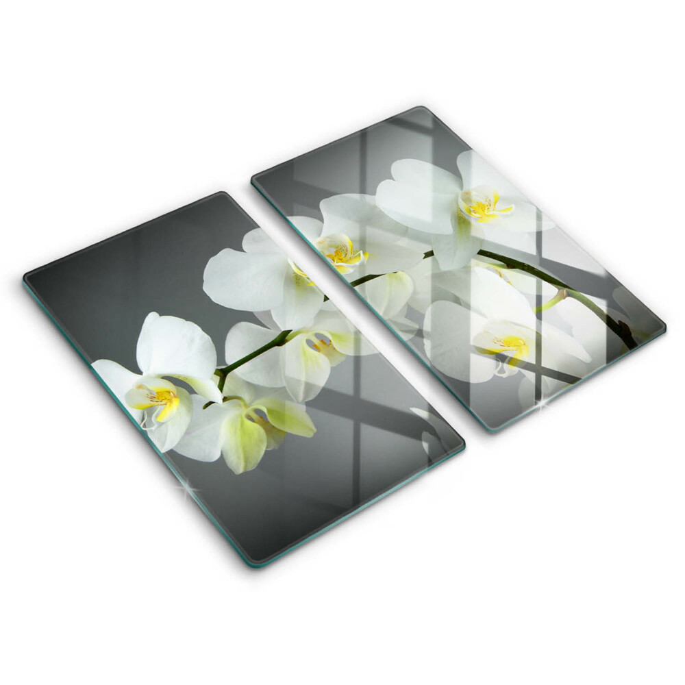 Skleněná krájecí deska Bílé květy orchidejí