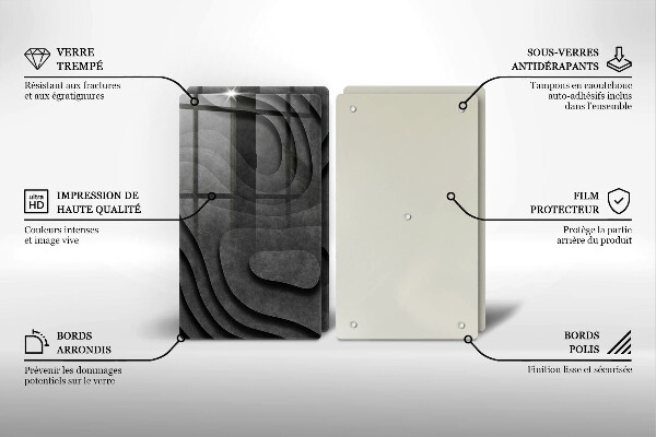 Skleněná krájecí deska 3d tvary kamenů