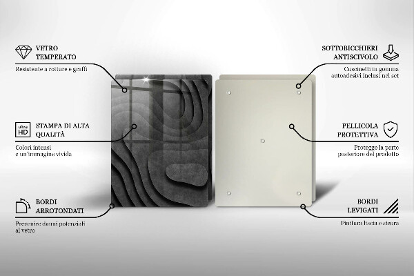 Skleněná krájecí deska 3d tvary kamenů