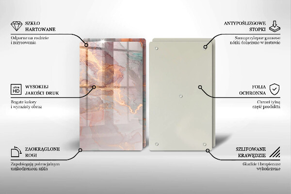 Skleněná krájecí deska Mramor se zlatem