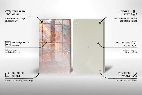 Skleněná krájecí deska Mramor se zlatem