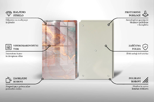 Skleněná krájecí deska Mramor se zlatem