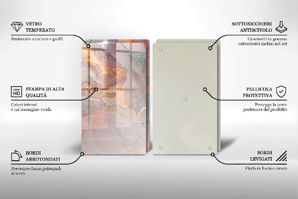 Skleněná krájecí deska Mramor se zlatem