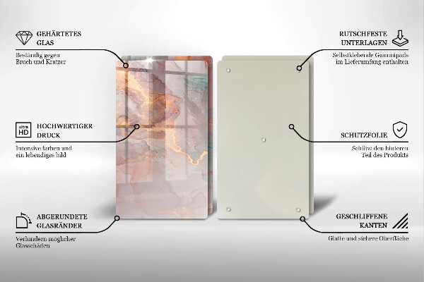 Skleněná krájecí deska Mramor se zlatem