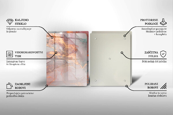 Skleněná krájecí deska Mramor se zlatem