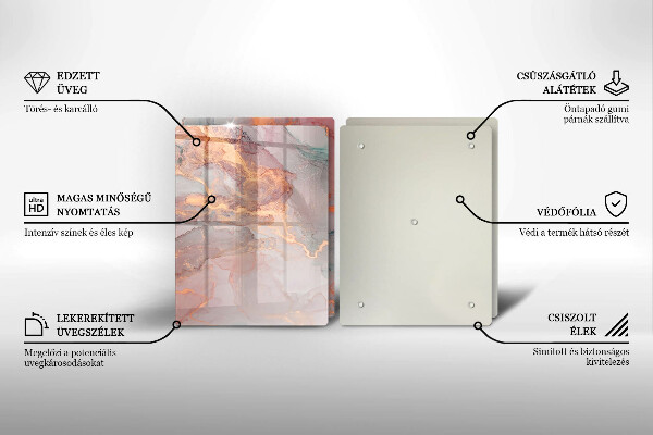 Skleněná krájecí deska Mramor se zlatem