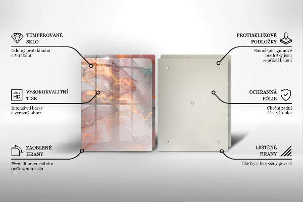 Skleněná krájecí deska Mramor se zlatem