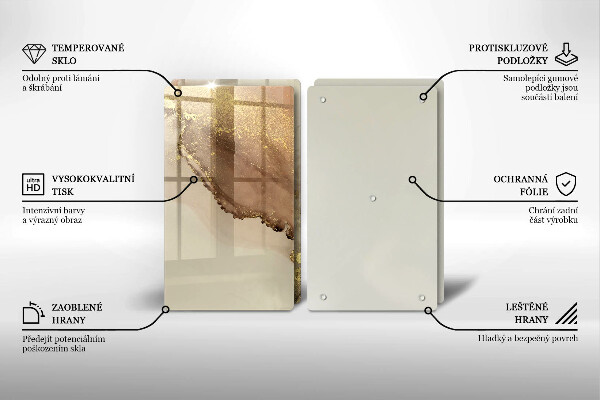 Skleněná krájecí deska Zlatá abstrakce