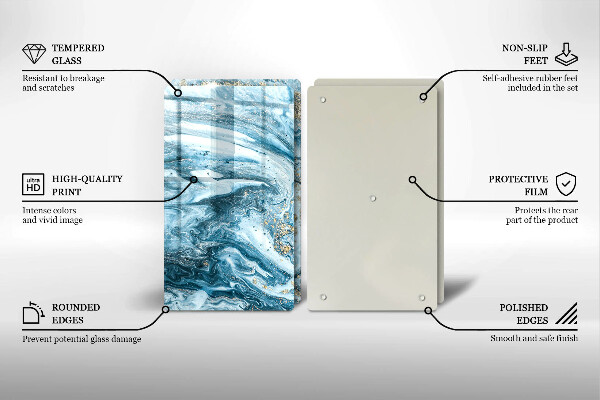 Skleněná krájecí deska Struktura se zlatem