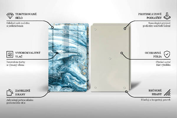 Skleněná krájecí deska Struktura se zlatem