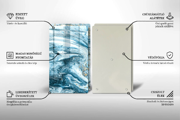 Skleněná krájecí deska Struktura se zlatem