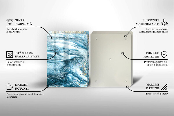 Skleněná krájecí deska Struktura se zlatem