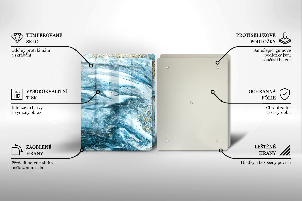 Skleněná krájecí deska Struktura se zlatem