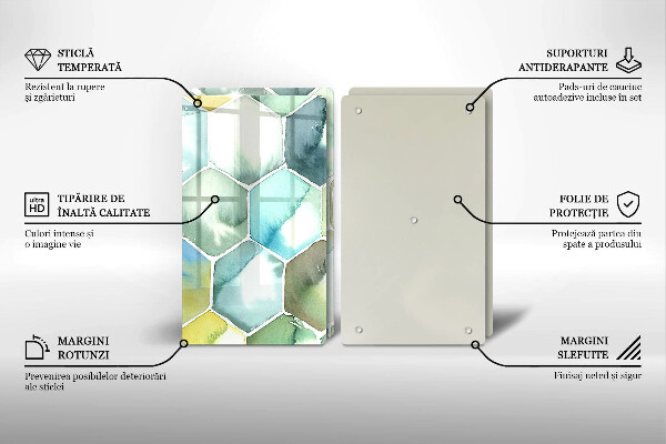 Skleněná krájecí deska Akvarel šestiúhelníky