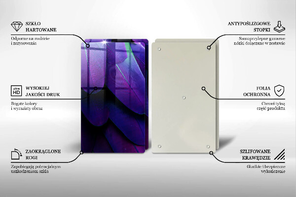 Skleněná krájecí deska Neonové peří