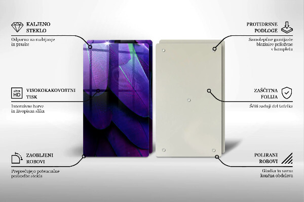 Skleněná krájecí deska Neonové peří