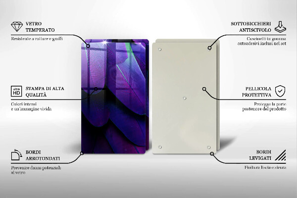 Skleněná krájecí deska Neonové peří