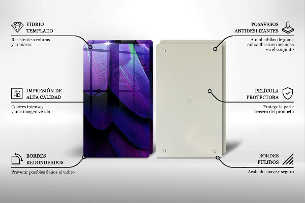 Skleněná krájecí deska Neonové peří