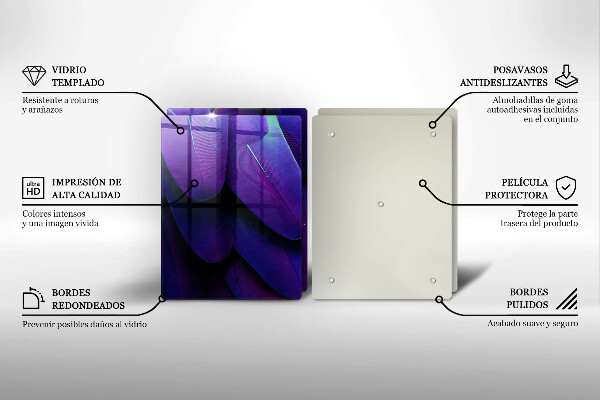 Skleněná krájecí deska Neonové peří