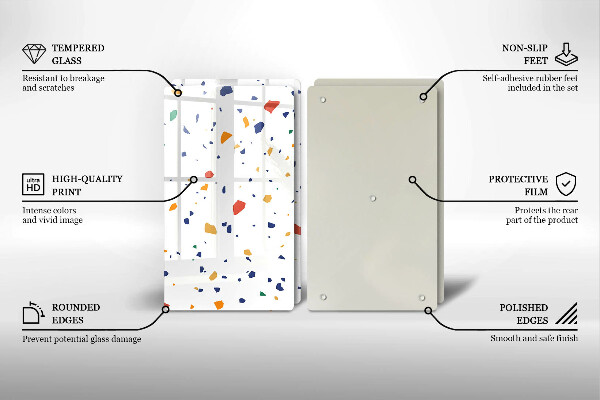 Skleněné krájecí prkénko Barevná kamenina