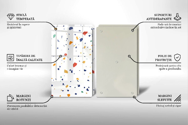 Skleněné krájecí prkénko Barevná kamenina