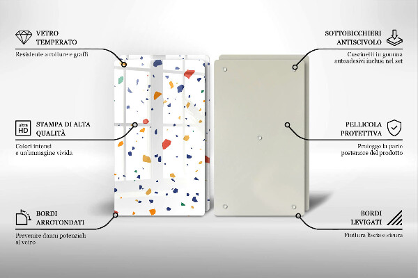 Skleněné krájecí prkénko Barevná kamenina