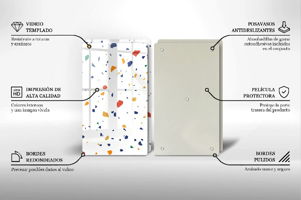 Skleněné krájecí prkénko Barevná kamenina