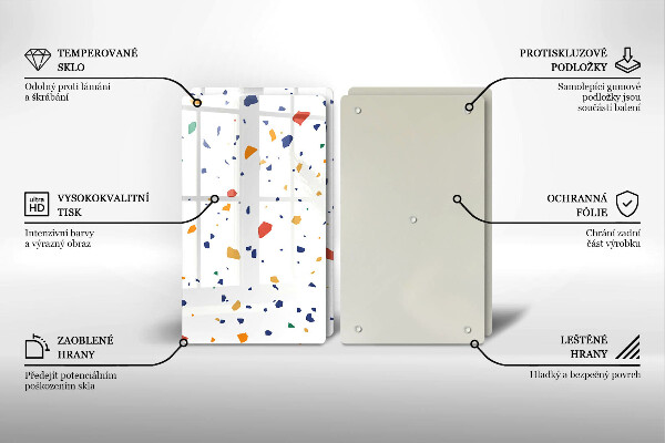 Skleněné krájecí prkénko Barevná kamenina