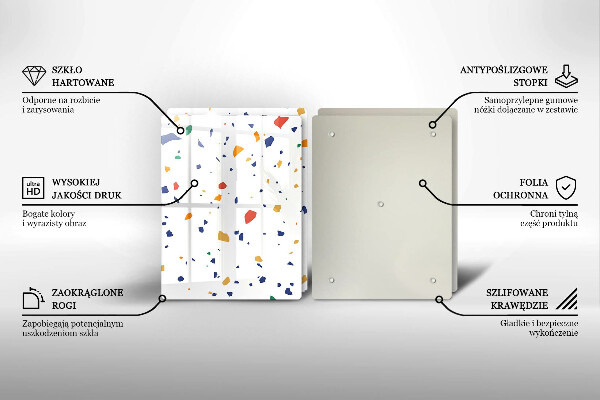 Skleněné krájecí prkénko Barevná kamenina