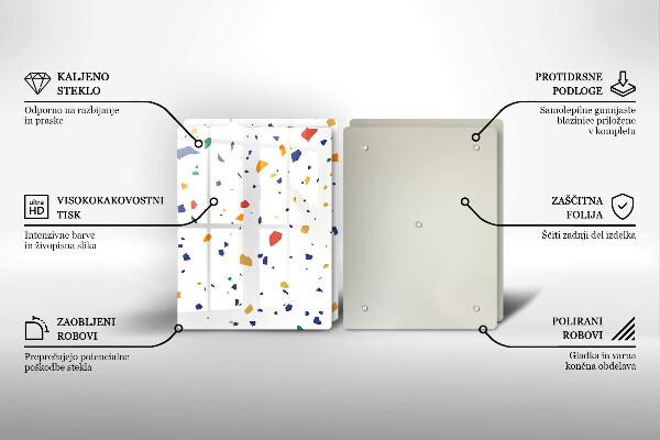 Skleněné krájecí prkénko Barevná kamenina