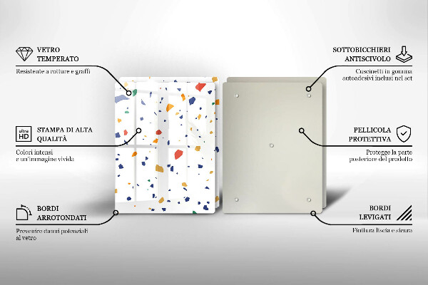 Skleněné krájecí prkénko Barevná kamenina