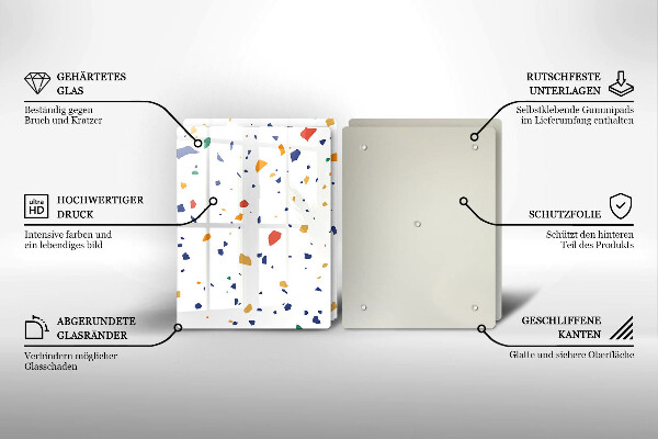 Skleněné krájecí prkénko Barevná kamenina