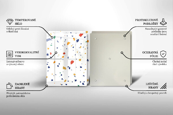 Skleněné krájecí prkénko Barevná kamenina