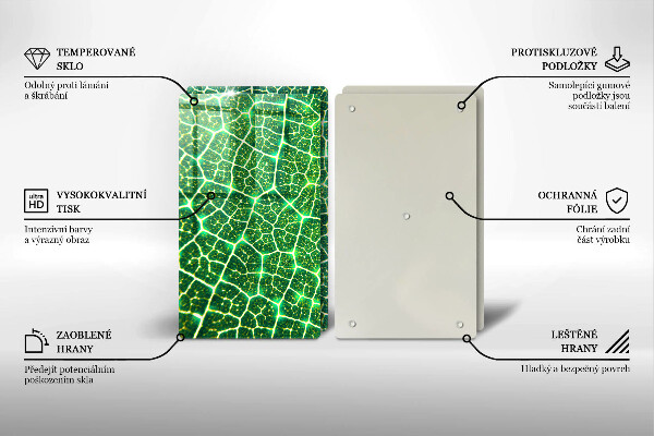 Skleněné krájecí prkénko Struktura listu