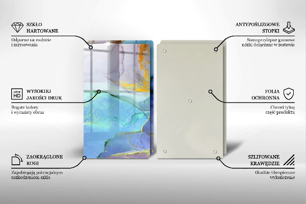 Skleněné krájecí prkénko Prasklý zlatý kámen