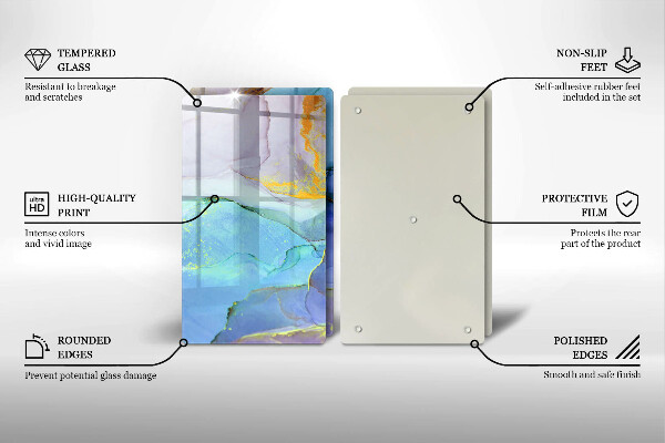 Skleněné krájecí prkénko Prasklý zlatý kámen